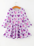Load image into Gallery viewer, Girls Valentine's Day Cute Purple Heart Polka Dot Dress
