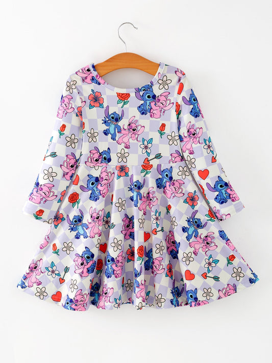 Toddler Girls Valentine Party Dress – Candy Heart Print Holiday Outfit
