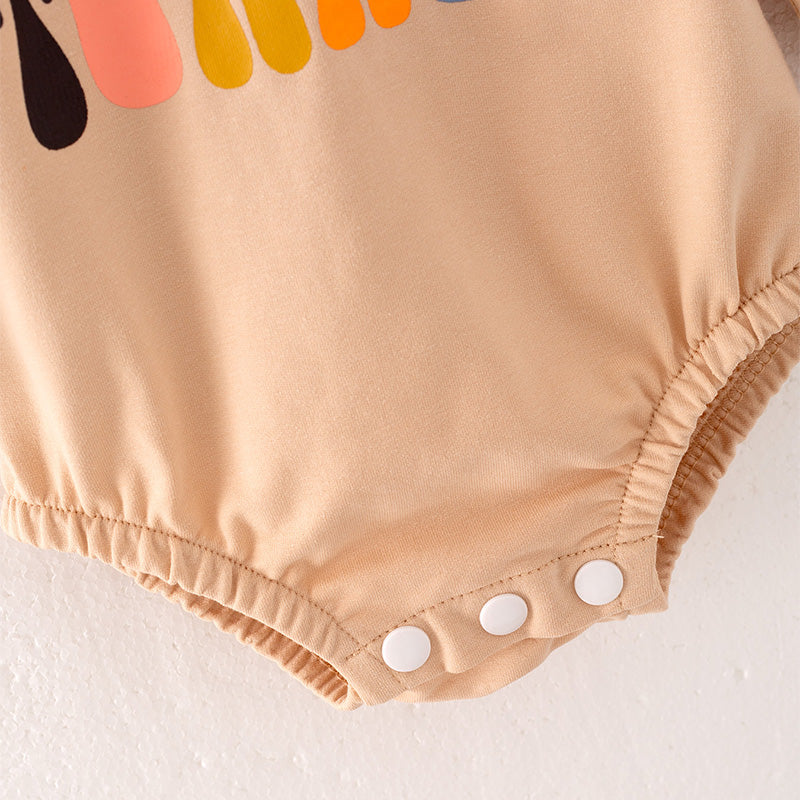 Baby Girls Fall “LITTLE TURKEY” Print Romper