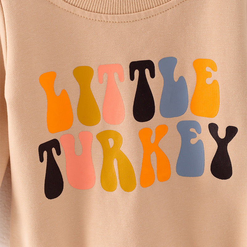 Baby Girls Fall “LITTLE TURKEY” Print Romper