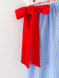 Load image into Gallery viewer, Toddler Girls Baseball Smocked Dress – Blue Plaid Summer Outfit
