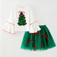 Load image into Gallery viewer, Girls Christmas Tree Chenille Patches Tulle Skirt Set
