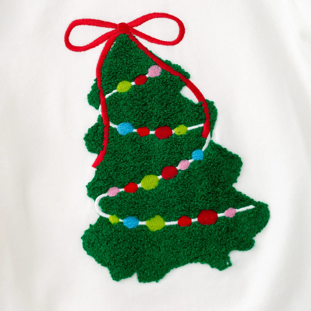 Girls Christmas Tree Chenille Patches Tulle Skirt Set