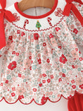 Load image into Gallery viewer, Christmas Red Floral Baby Girl Outfit Set Embroidery Bloomer Set

