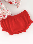 Load image into Gallery viewer, Christmas Red Floral Baby Girl Outfit Set Embroidery Bloomer Set
