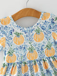 Load image into Gallery viewer, Fall Girls Pumpkin Patch Dress Lace Trim with Pockets
