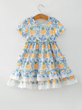 Load image into Gallery viewer, Fall Girls Pumpkin Patch Dress Lace Trim with Pockets

