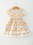 Load image into Gallery viewer, Fall Orange Girls Pumpkin Patch Pockets Dress Lace Trim
