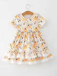 Load image into Gallery viewer, Fall Orange Girls Pumpkin Patch Pockets Dress Lace Trim
