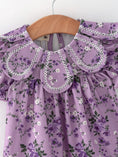 Load image into Gallery viewer, Floral Girls Outfit Set Purple Puff Sleeve Top Bloomers Set
