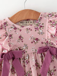 Load image into Gallery viewer, Fall Purple Floral Baby Girl Romper Bow Ruffle Long Sleeve
