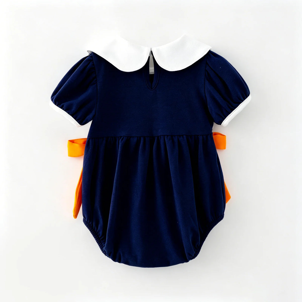 Toddler Girls Fall Pumpkin Embroidery Cotton Smocked Romper