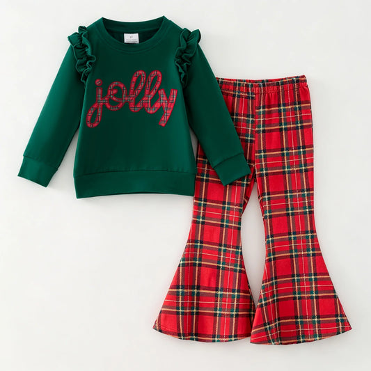 Girls Christmas Applique Sweatshirt Set