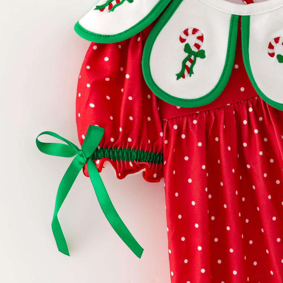Girls Christmas Embroidery Petal Collar Dress