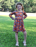 Load image into Gallery viewer, Fall Autumn Leaves Pine Cone Stripe Print Girls Dress
