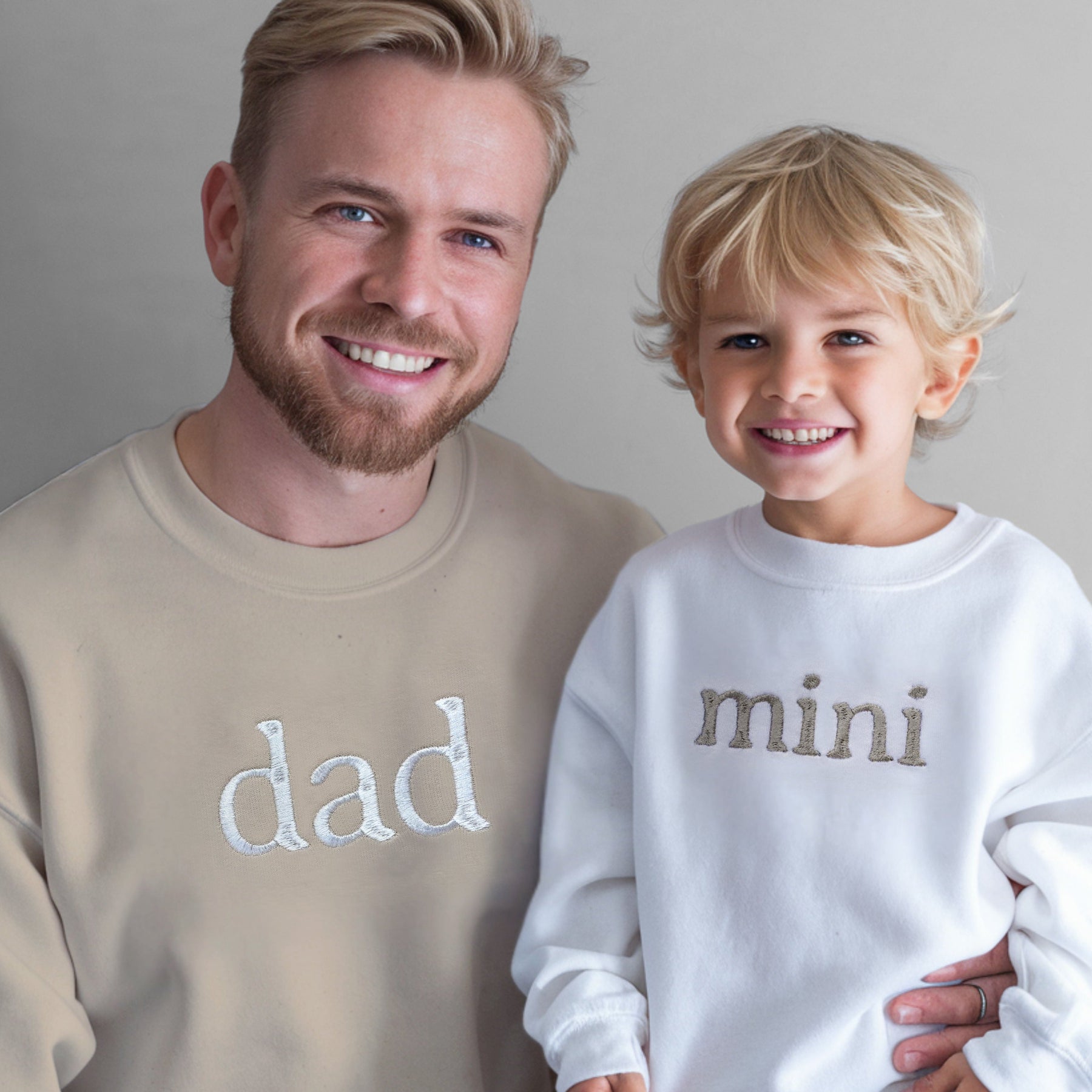 Mama, Dad and Mini Matching Custom Embroidered Sweatshirts and Bodysuits