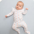 Load image into Gallery viewer, Anna Floral Stripe - 2 Way Ruffle Sleeve Zipper Footie
