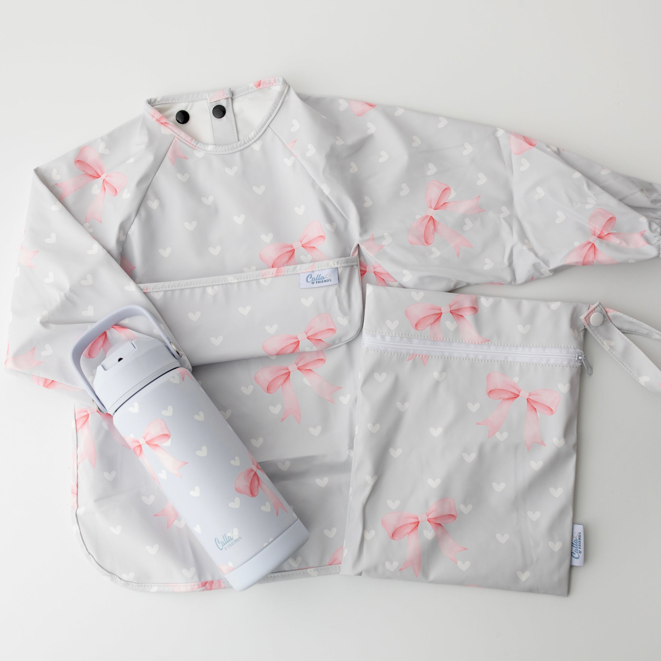 The Grayson Long Sleeve Bib - Sweetheart Bows