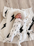 Load image into Gallery viewer, Bamboo Zip Pajamas | White & Black Lightning Bolt
