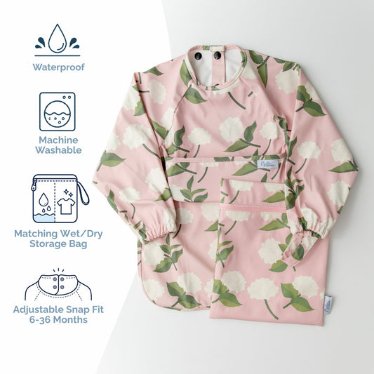 The Grayson Long Sleeve Bib - Hydrangeas