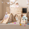 Load image into Gallery viewer, 8-in-1 Toddler Slide Wooden Indoor Playground with Climber and Chalkboard-Natural
