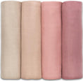 Load image into Gallery viewer, Muslin Swaddle Blankets in Cream, Blush, Bold Blush, Mauve, 4 Pack
