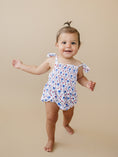Load image into Gallery viewer, Smocked Red, White and Bows Bamboo Bubble Romper
