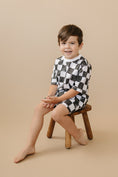 Load image into Gallery viewer, Organic Cotton Black & White Checkered Shorts Set
