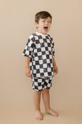 Load image into Gallery viewer, Organic Cotton Black & White Checkered Shorts Set
