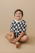 Load image into Gallery viewer, Organic Cotton Black & White Checkered Shorts Set
