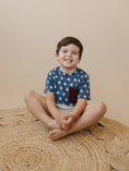 Load image into Gallery viewer, Navy Stars 4th of July Bamboo Pocket Tee
