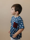 Load image into Gallery viewer, Navy Stars 4th of July Bamboo Pocket Tee
