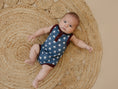 Load image into Gallery viewer, Navy Stars Henley Bamboo Romper
