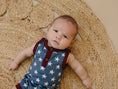 Load image into Gallery viewer, Navy Stars Henley Bamboo Romper
