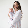 Load image into Gallery viewer, Anna Floral Stripe - 2 Way Ruffle Sleeve Zipper Footie

