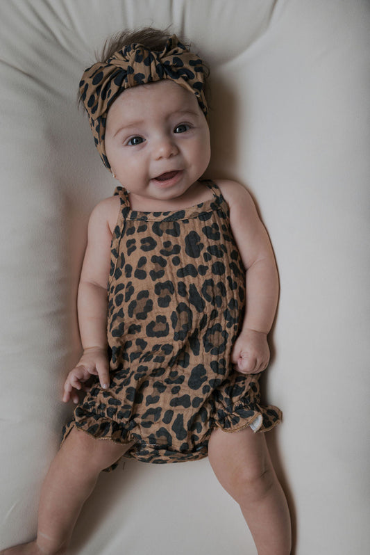 Muslin Sleeveless Tank Romper | Leopard