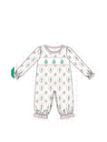 Load image into Gallery viewer, Pink Christmas Tree Embroidery Romper
