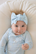 Load image into Gallery viewer, Long Sleeve Bamboo Snapsuit | Blue Bows
