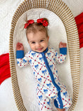 Load image into Gallery viewer, Red White & Bows Bamboo Zippy Pajamas
