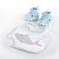 Load image into Gallery viewer, "Chomp & Stomp" Shark Bib & Booties Gift Set (Blue)
