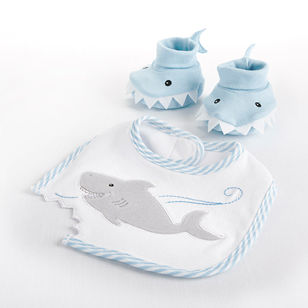 "Chomp & Stomp" Shark Bib & Booties Gift Set (Blue)