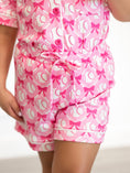 Load image into Gallery viewer, Girls Baseball Bow Print Pajama Set Short Sleeve Pink
