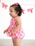 Load image into Gallery viewer, Baby Girl Pink Baseball Bow Print Romper Summer Outfit
