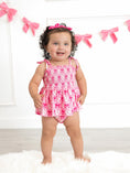 Load image into Gallery viewer, Baby Girl Pink Baseball Bow Print Romper Summer Outfit
