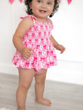 Load image into Gallery viewer, Baby Girl Pink Baseball Bow Print Romper Summer Outfit
