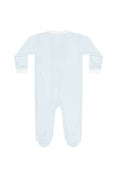 Load image into Gallery viewer, Blue Herringbone Zipper Footie
