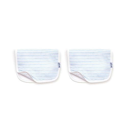 Sky Blue Stripe Organic Burp Cloth Set