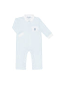 Load image into Gallery viewer, Blue Herringbone Embroidered Playsuit
