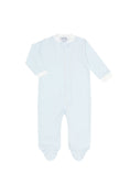 Load image into Gallery viewer, Blue Herringbone Zipper Footie
