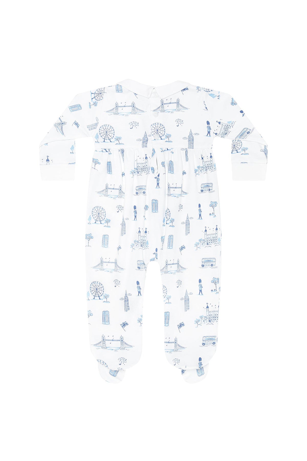 Blue London Toile Smocked Footie